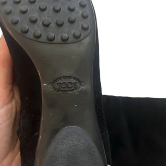 Tod's Gommino black suede flat high boots size 36.5 - Picture 12 of 13